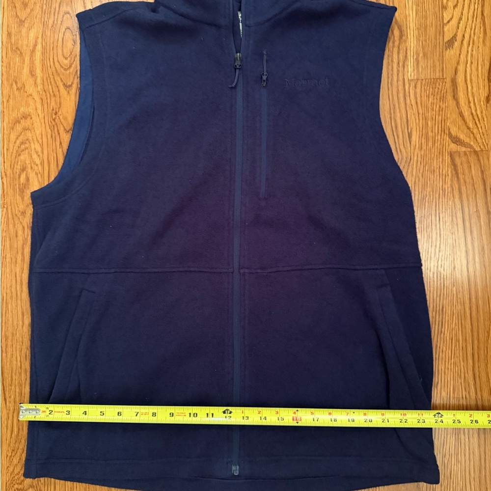 Men's Navy Blue Marmot fleece vest - Picture 4 of 8